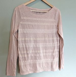 Blush LOFT Top with Lace Accents